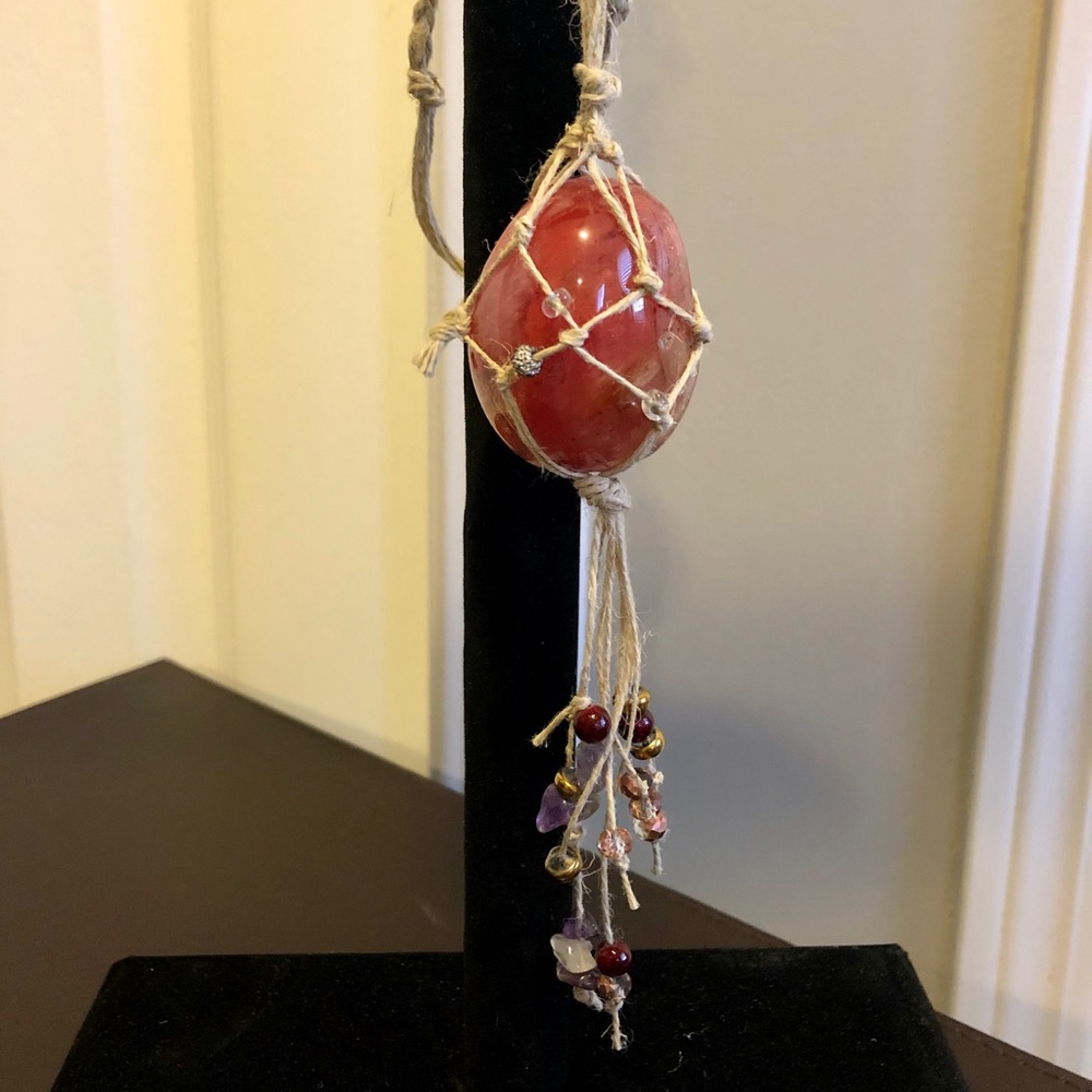 Cherry Crystal Gemstone Necklace / Car Charm